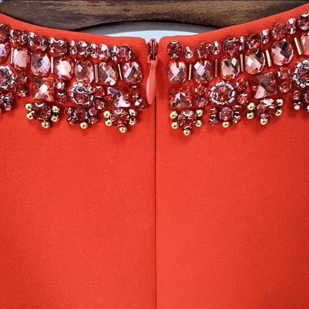 Elegant Red Deep V-neck BeadedSleeveless short Dress Size 6 - Picture 4 of 6